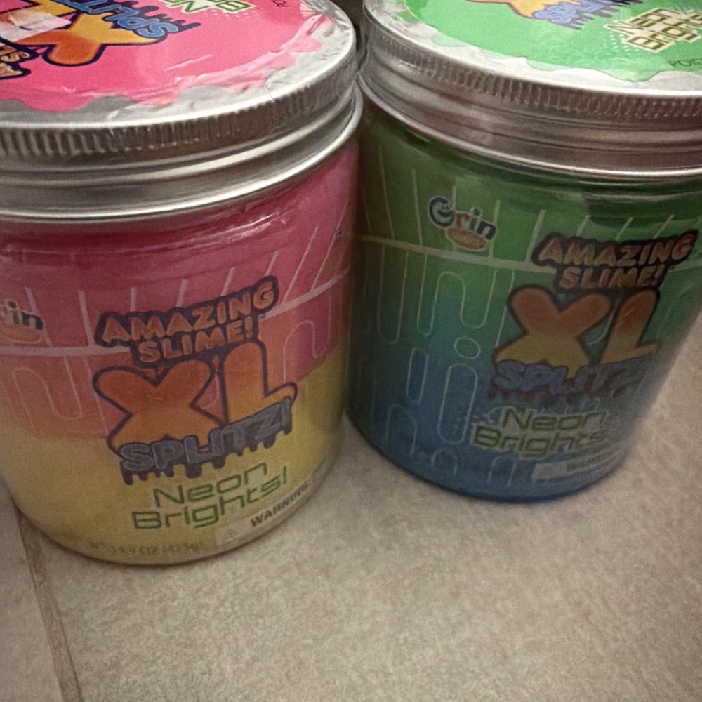 Grin Studios AMAZING SLIME! XL SPLITZ! NEON BRIGHTS! - 2 Pack - NEW, SEALED